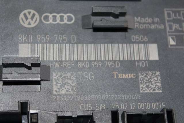 Styreenhet dør høyre foran til Audi Q5 2008-2012 (Type I, Fase 1)  (VAG|8K0 959 792 P|)