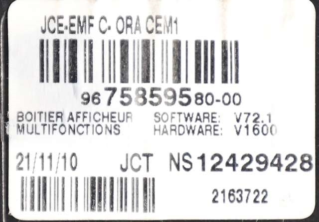 Instrument kjørecomputer til Peugeot 5008 2010-2017 (Type I)  (JOHNSON|NS12429428|96 758595 80|)