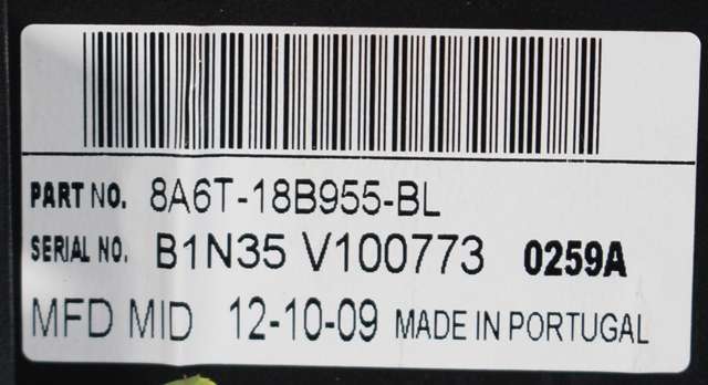 Instrument kjørecomputer til Ford Fiesta 2008-2012 (Type VI, Fase 1) (FORD|8A6T-15B955-BL|)
