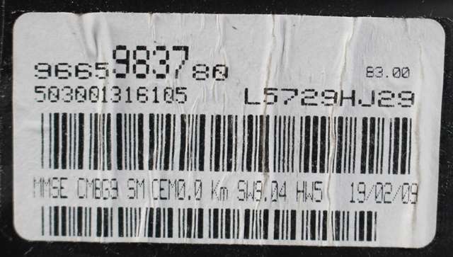 Instrumentpanel til Citroën Berlingo 2008-2015 (Type II, Fase 1) (CITROEN|96 659837 80|)