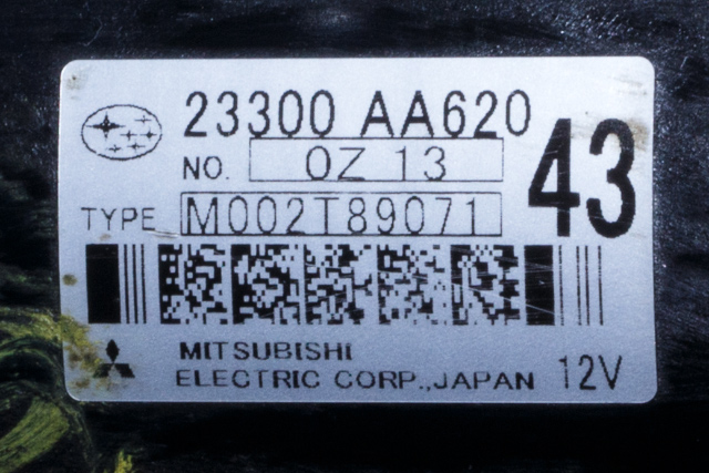 Starter diesel til Subaru Impreza 2008-2012 (Type III) (MITSUBISHI|M002T89071|23300-AA620|)