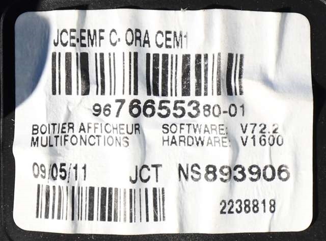 Instrument kjørecomputer til Citroën Jumpy 2007-2016 (Type II) (JOHNSON|NS893906|96 766533 80|)