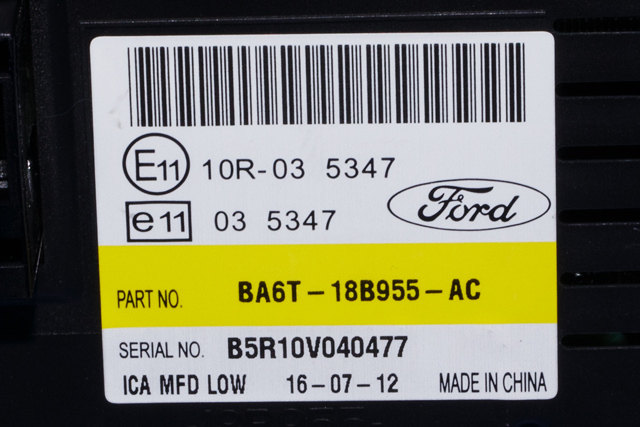 Instrument kjørecomputer til Ford Fiesta 2008-2012 (Type VI, Fase 1)  (FORD|BA6T-18B955-AC|)