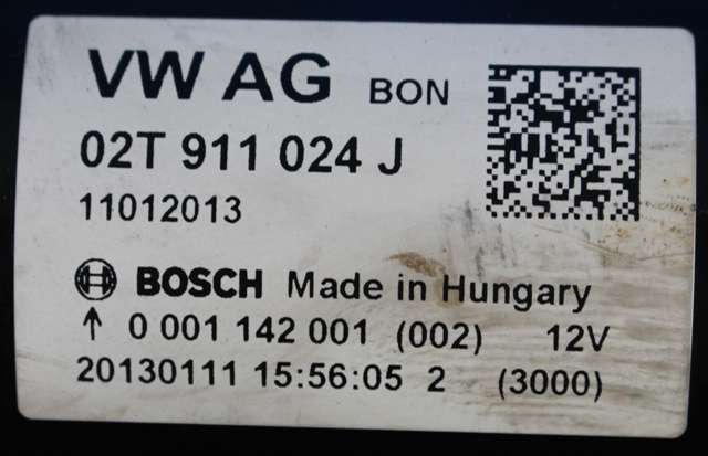 Starter til Škoda Fabia 2010-2014 (Type II, Fase 2)  (BOSCH|0 001 142 001|02T 911 024 J|)