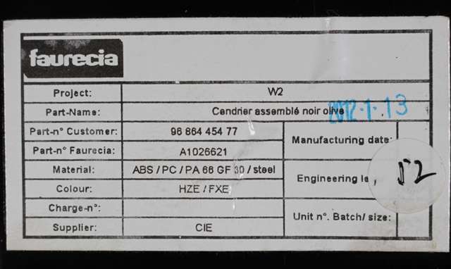 Dashbord askebeger til Peugeot 508 2011-2014 (Type I, Fase 1) (PEUGEOT|96 864454 77|)