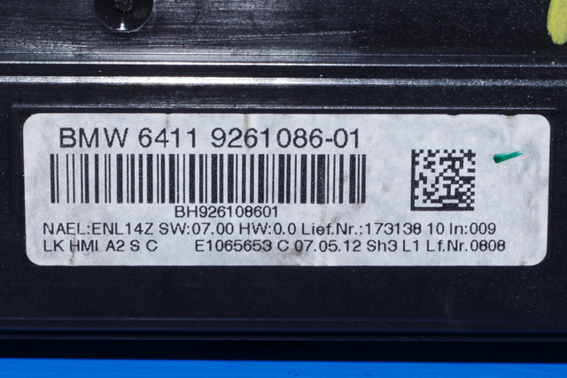 Varmeapparat betjening til BMW 3-Serie 2012-2018 (F30/F31/F34) (F30/F31/F34) (BMW|9 261 086|)
