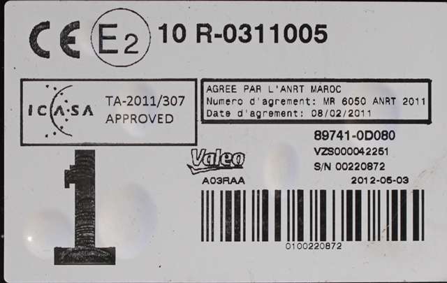 Styreenhet diverse til Toyota Yaris 2012-2014 (Type III, Fase 1)  (TOYOTA|89741-0D080|)