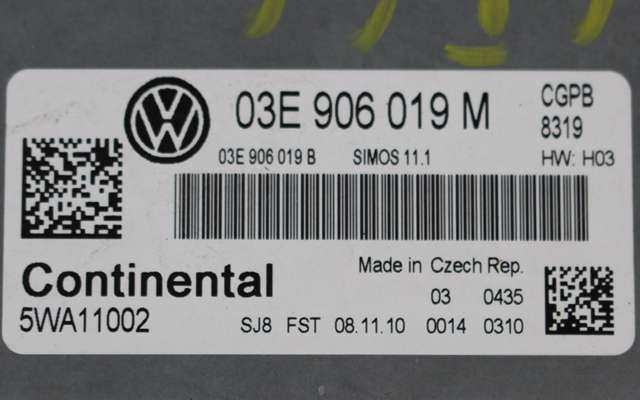 Styreenhet motor til VW Polo 2009-2014 (Type V, Fase 1)  (CONTINENTL|5WA1 1002|03E 906 019 M|)