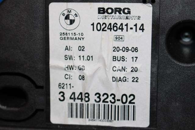 Instrumentpanel til BMW X3 2007-2010 (Fase 2) (E83) (E83) (BORG|1024641-14|62.11-3 448 323|)