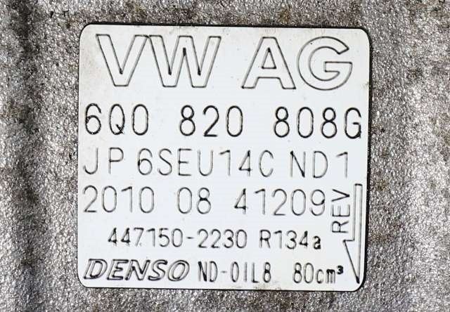 Aircondition kompressor til VW Polo 2009-2014 (Type V, Fase 1) (DENSO|447150-2230|6Q0 820 808 G|)