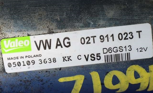 Starter til Audi A3 2009-2012 (Type II, Fase 2)  (VALEO|D6GS13|02T 911 023 T|)