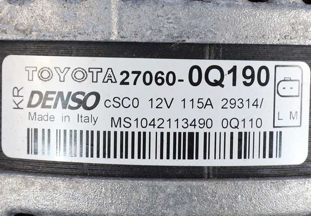 Dynamo til Toyota Aygo 2014-->> (Type II)  (DENSO|104211-3490|27060-0Q190. 12 VOLT - 115 AMP|)