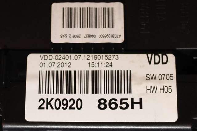 Instrumentpanel til VW Caddy 2010-2015 (Type III, Fase 2)  (VAG|2K0 920 865 H|)