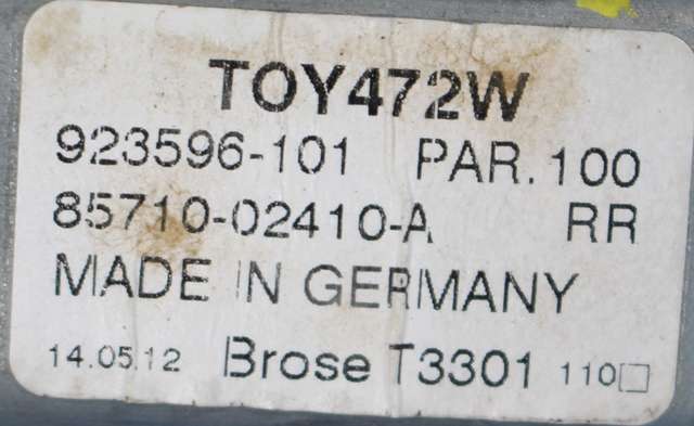 Ruteheis venstre bak til Toyota Auris 2010-2012 (Type I, Fase 2)  (TOYOTA|85710-02410-A|)