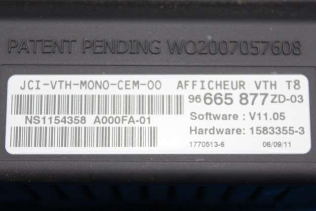 Instrument head-up display (HUD) til Peugeot 3008 2009-2016 (Type I)  (PEUGEOT|96 665877 ZD|)