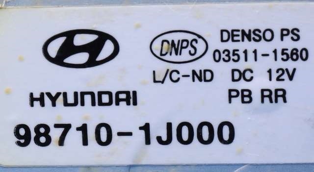 Viskermotor bakrute til Hyundai i20 2009-2014 (Type I) (HYUNDAI|98710-1J000|)