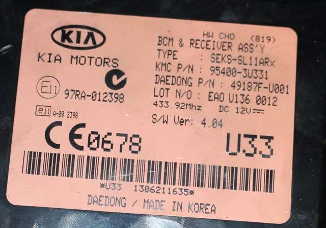 Styreenhet comfort (BCM) til Kia Sportage 2010-2016 (Type III) (KIA|95400-3U331|)
