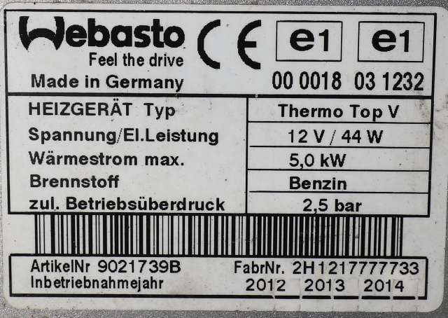 Bensinvarmer til VW Caddy 2010-2015 (Type III, Fase 2) (WEBASTO|THERMO TOP V|2K5 815 065 A|)