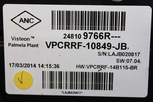Instrumentpanel til Renault Clio 2012-2016 (Type IV, Fase 1) (VISTEON|CRRF-10849-JB|2481 09766R|)