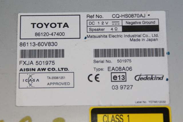 Bilstereo navigasjon til Toyota Prius 2009-2016 (Type III) (COMBI) (COMBI) (TOYOTA|86120-47400|)
