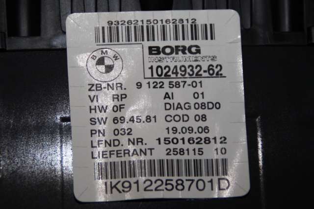 Instrumentpanel til BMW 1-Serie 2004-2011 (E81/E82/E87/E88) (E81/E82/E87/E88) (JOHNSON|1024932-62|9 122 587|)