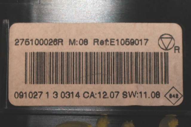 Varmeapparat betjening til Renault Scenic 2009-2016 (Type III)  (VALEO|E1059017|)