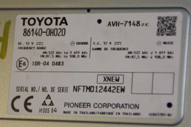 Bilstereo navigasjon til Toyota Aygo 2014-->> (Type II)  (PIONEER|AVH-7148ZC|86140-0H020|)