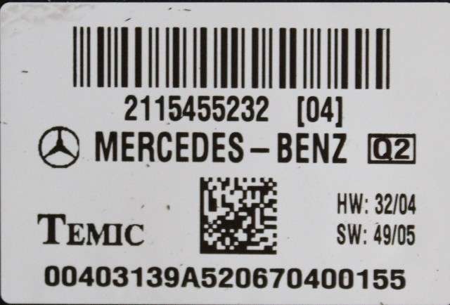 Styreenhet comfort (BCM) til Mercedes E-Klasse 2006-2009 (Fase 2) (W211) (W211) (MERCEDES|211 545 52 32|)