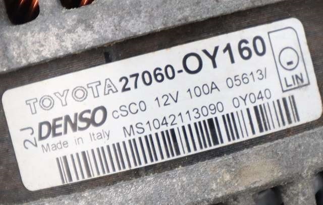 Dynamo til Toyota Auris 2013-2015 (Type II, Fase 1)  (DENSO|104211-3090|27060-0Y160. 12 VOLT - 100 AMP|)
