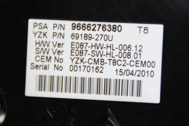 Instrumentpanel til Peugeot 5008 2010-2017 (Type I)  (YAZAKI|69189-270U|96 662763 80|)