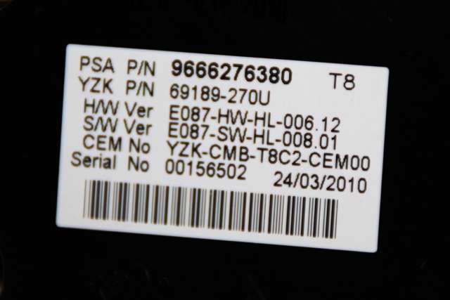 Instrumentpanel til Peugeot 3008 2009-2016 (Type I)  (YAZAKI|69189-270U|96 662763 80|)