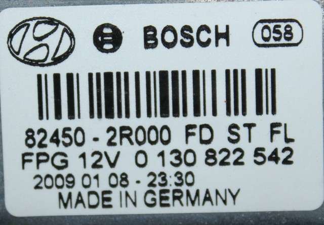 Ruteheis, kun motor, venstre foran til Hyundai i30 2007-2012 (Type I)  (BOSCH|0 130 822 542|82450-2R000|)