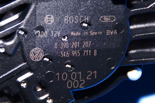 Viskermotor bakrute til VW Polo 2009-2014 (Type V, Fase 1)  (BOSCH|0 390 201 207|5K6 955 711 B|)