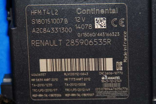 Tenningslås til Renault Clio 2012-2016 (Type IV, Fase 1) (RENAULT|2859 06535R|)