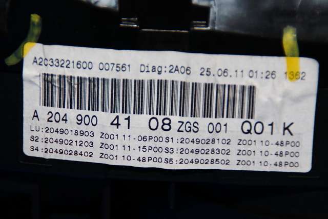 Instrumentpanel til Mercedes C-Klasse 2011-2014 (Fase 2) (W204) (W204) (MERCEDES|A 204 900 41 08|)