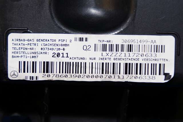 Airbag passasjer til Mercedes C-Klasse 2011-2014 (Fase 2) (W204) (W204) 