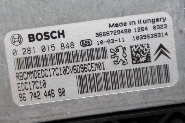 Styreenhet motor til Citroën C3 2010-2016 (Type II)  (BOSCH|0 281 015 848|96 742446 80|)