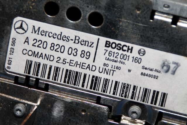 Bilstereo navigasjon til Mercedes S-Klasse 1999-2005 (W220) (W220) (BOSCH|7 612 001 160|A 220 820 03 89|)