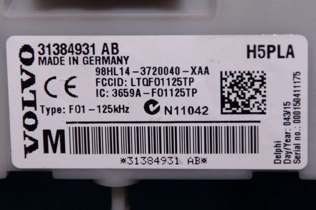 Sikringsboks til Volvo V60/V60 CC 2013-2018 (Type I, Fase 2)  (VOLVO|31384931 AB|)