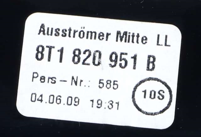 Dashbord friskluftdyse midtkonsoll til Audi A4 2007-2014 (Type IV) (B8) (B8) (VAG|8T1 820 951 B|)