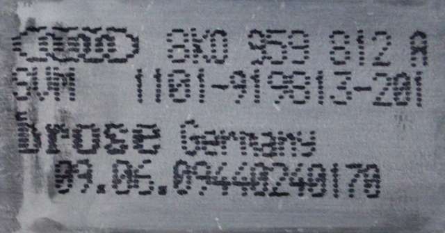 Ruteheis, kun motor, høyre bak til Audi A4 2007-2014 (Type IV) (B8) (B8) (VAG|8K0 959 812 A|)