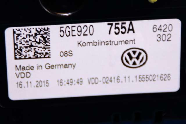 Instrumentpanel til VW e-Golf 2014-2017 (Fase 1) (VDO|A2C94778000|5GE 920 755 A|)