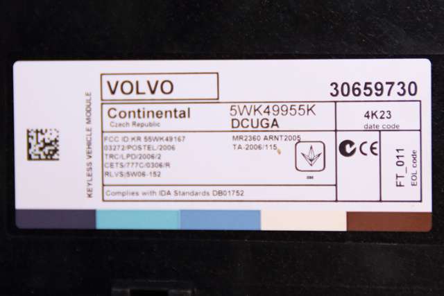 Styreenhet nøkkelfri/keyless til Volvo V60/V60 CC 2013-2018 (Type I, Fase 2)  (VOLVO|30659730|)