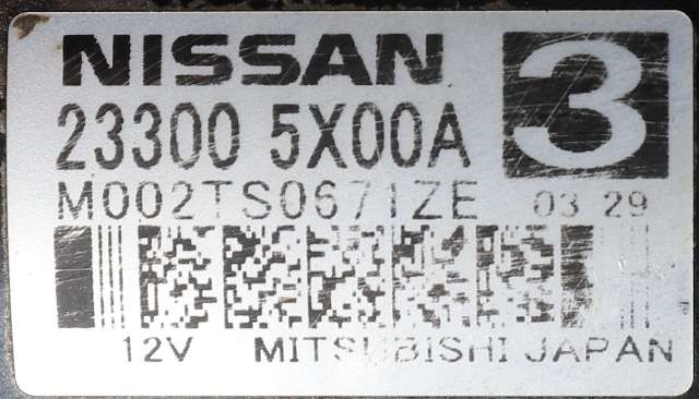 Starter diesel til Nissan Navara 2010-2015 (Fase 2) (D40) (D40) (MITSUBISHI|M002TS0671|23300-5X00A|)