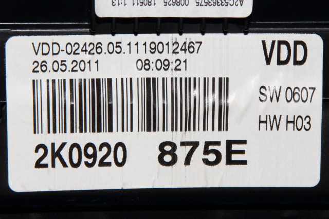 Instrumentpanel til VW Caddy 2010-2015 (Type III, Fase 2)  (VAG|2K0 920 875 E|)