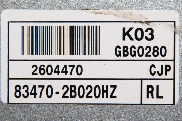 Ruteheis venstre bak til Hyundai Santa Fe 2010-2012 (Type II, Fase 2)  (HYUNDAI|83470-2B020HZ|)