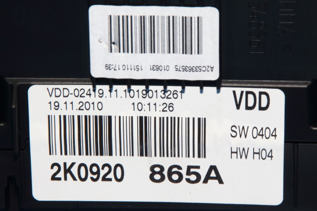 Instrumentpanel til VW Caddy 2010-2015 (Type III, Fase 2) (VDO|A2C53363575|2K0 920 865 A|)