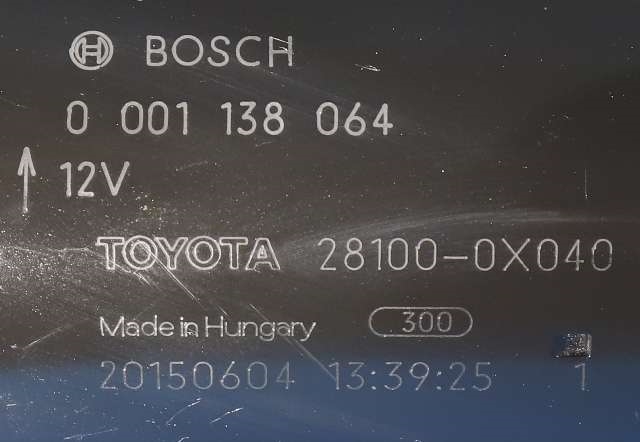 Starter diesel til Toyota Avensis 2015-2019 (Type III, Fase 2) (BOSCH|0 001 138 064|28100-0X040|)