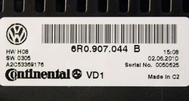 Varmeapparat betjening til VW Polo 2009-2014 (Type V, Fase 1) (VAG|6R0 907 044 B|)