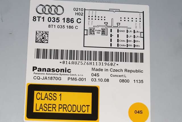 Bilstereo til Audi A4 2007-2014 (Type IV) (B8) (B8) (VAG|8T1 035 186 C|)